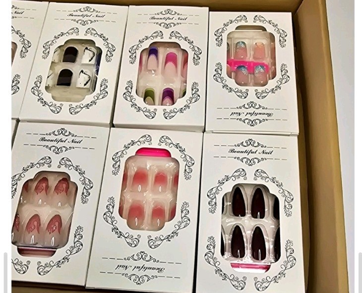 Mixed Bundle Press On Nails 10 Set Of 24 , Medium Size , Almond, Square