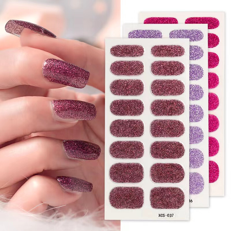 Nail Sticker Shiny Design Full Beauty Stickers for Nails Decals Plain