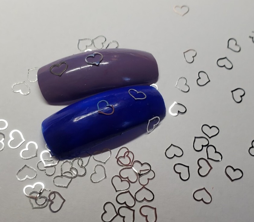 20pc Tiny metal silver heart nail charms, small craft hearts, bendable to shape