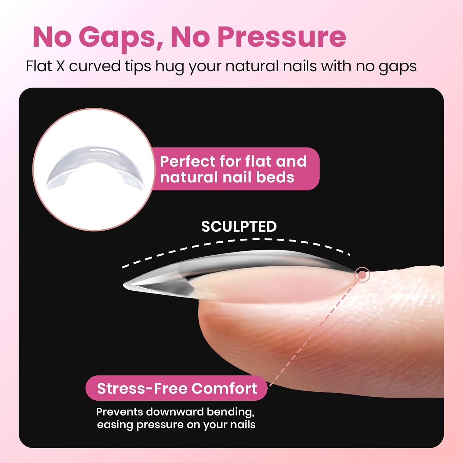 Beetles Gel Nail Tips Flat-X – Square Short, 160pcs 16 Sizes, Pre-Etched Half…