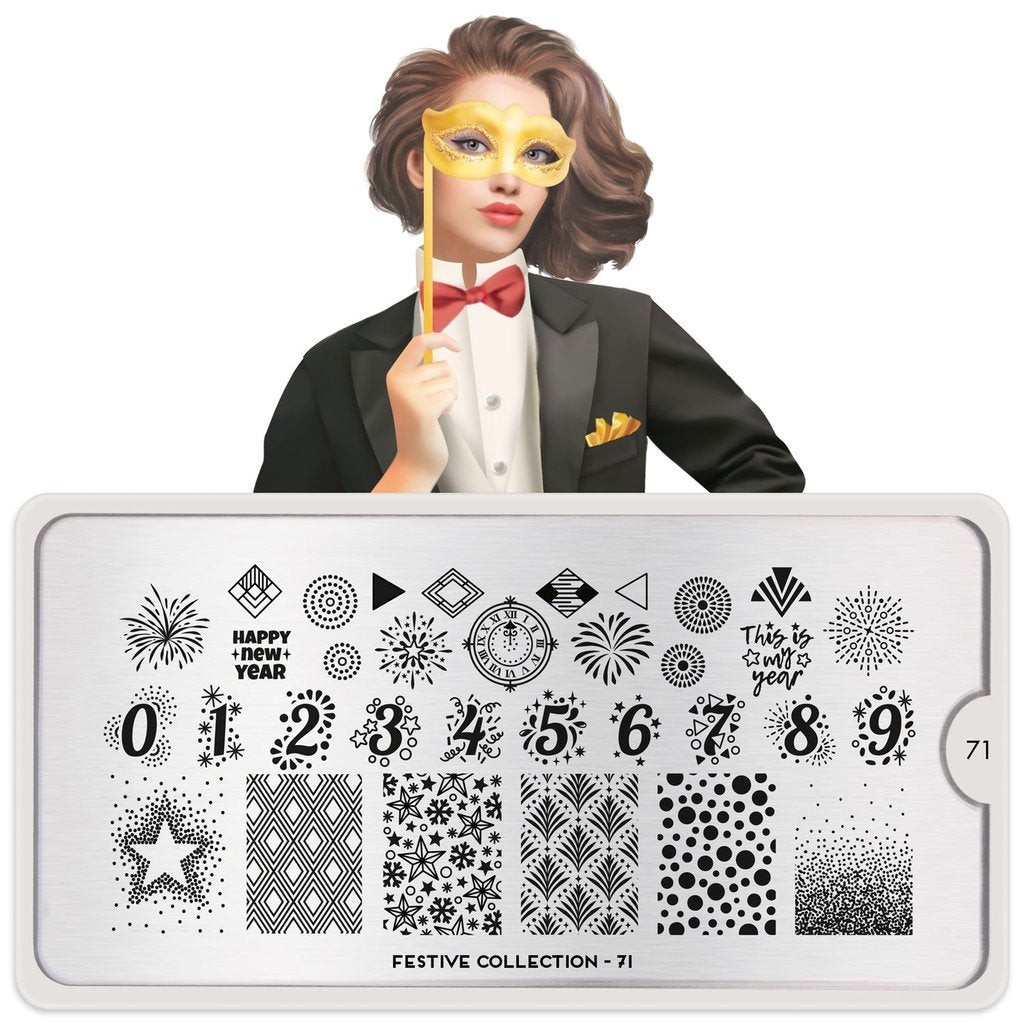 HTF MoYou London Festive Collection 71 Nail Stamp Plate Birthday Party New Year