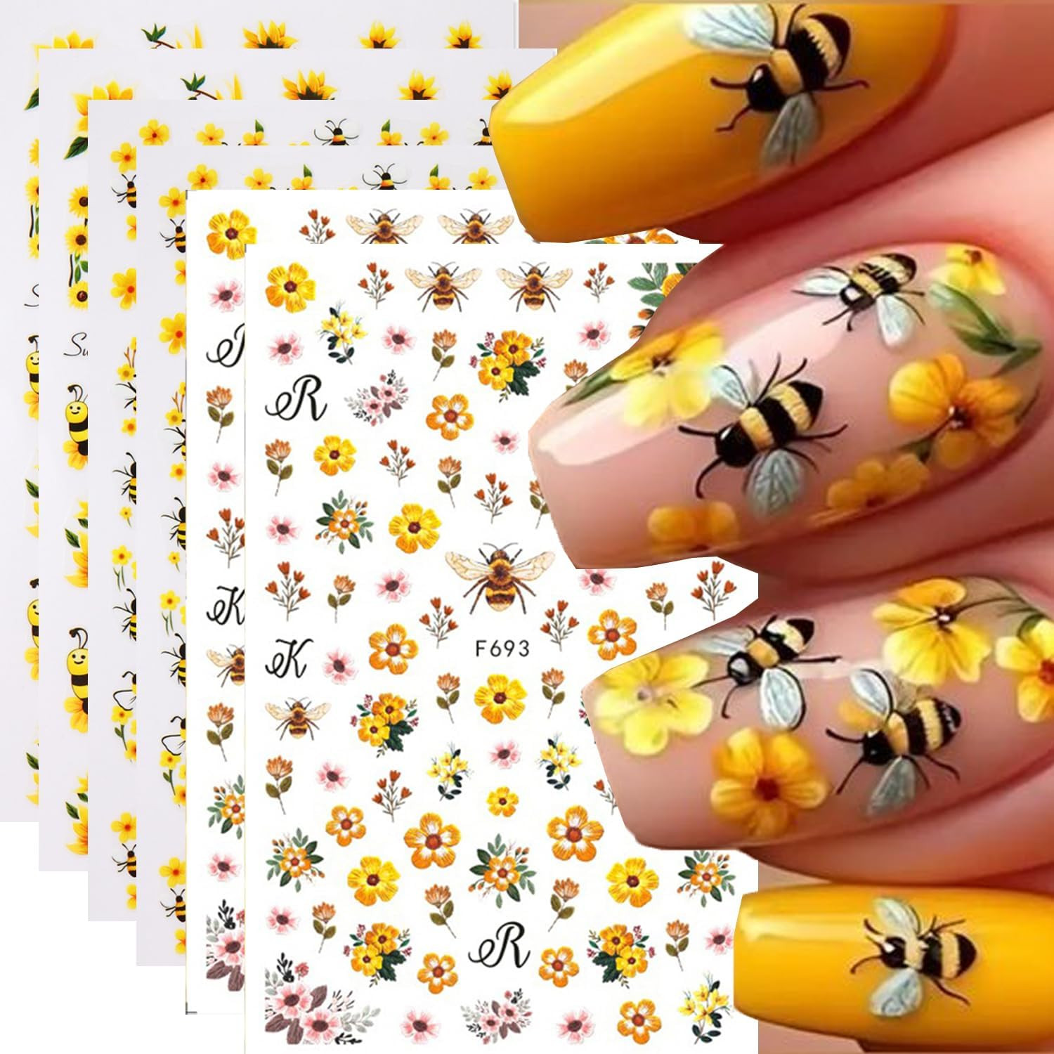 Summer Fruit Nail Art Stickers Strawberry Blueberry Nail Art Decals 3D 6Sheets L