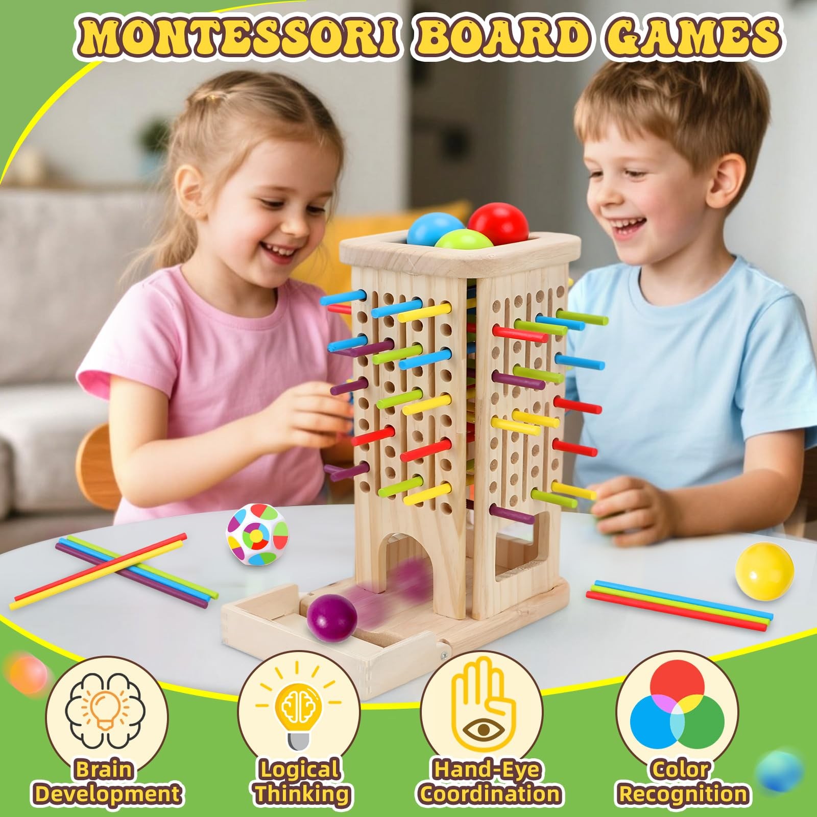Britik Montessori Wooden Board Games for Kids 3-8 Years: Medium, Multicolored