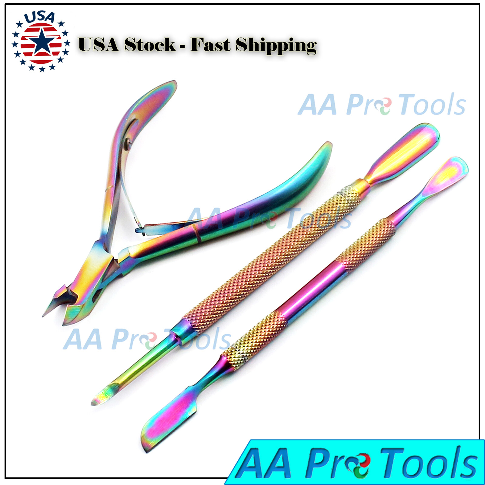 STAINLESS STEEL NAIL CUTICLE SPOON PUSHER REMOVER CUTTER NIPPER CLIPPER SET MULT