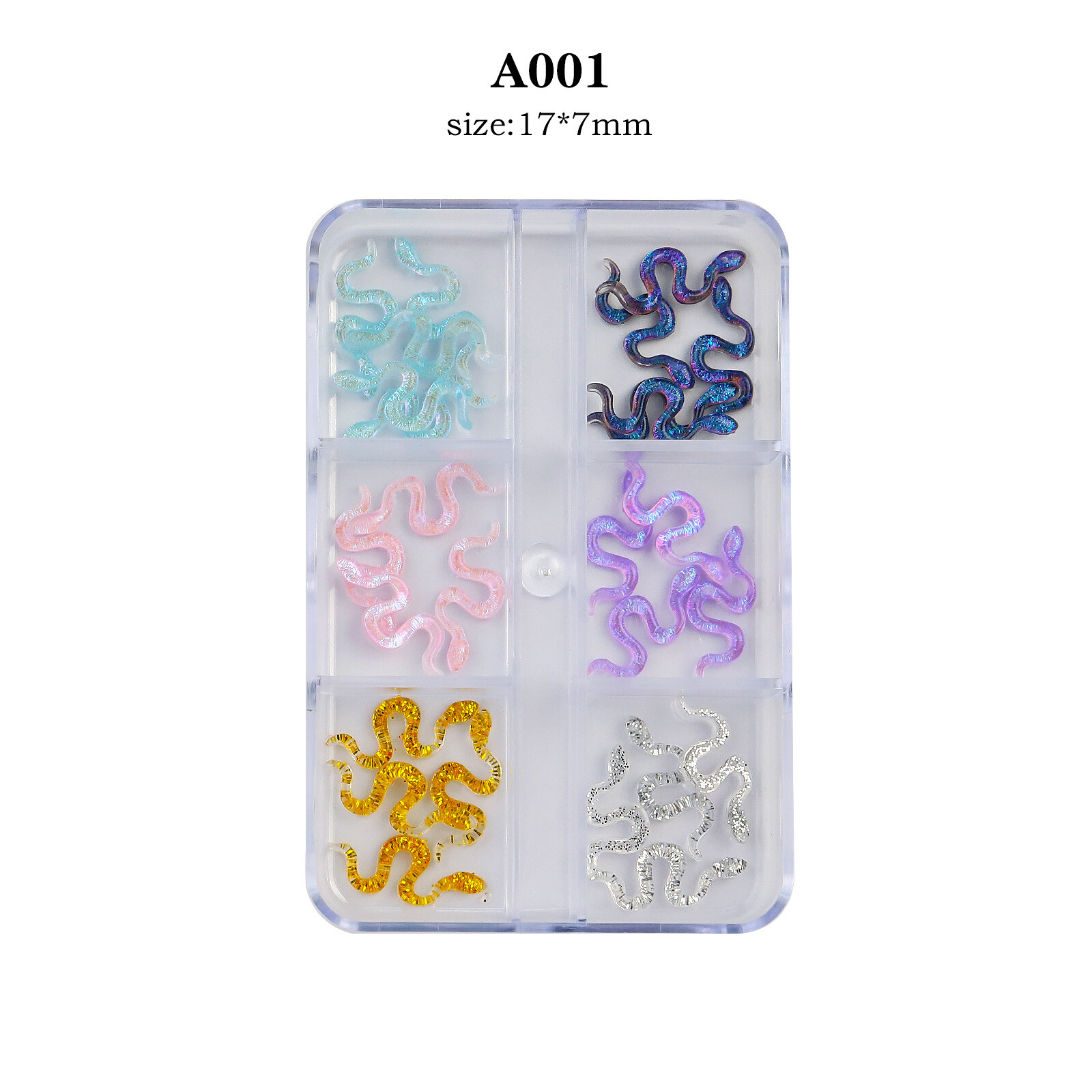 6 Grids Nail Art Animal Flower Butterfly Colors Mixed Set Box Accessories Decor