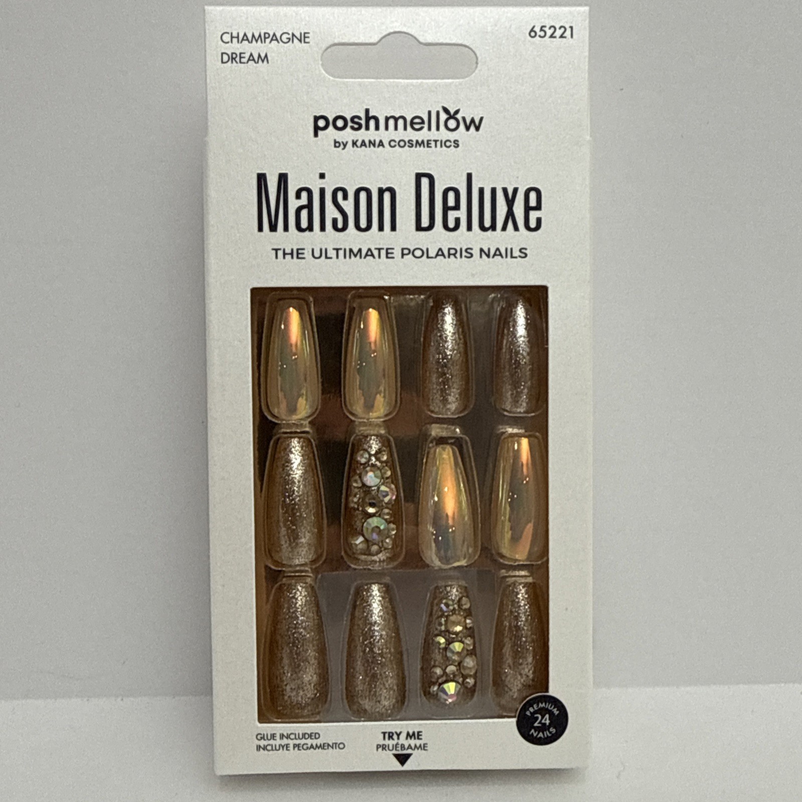 Poshmellow Maison Deluxe 24 Nails Glue Included – Champagne Dream #65221