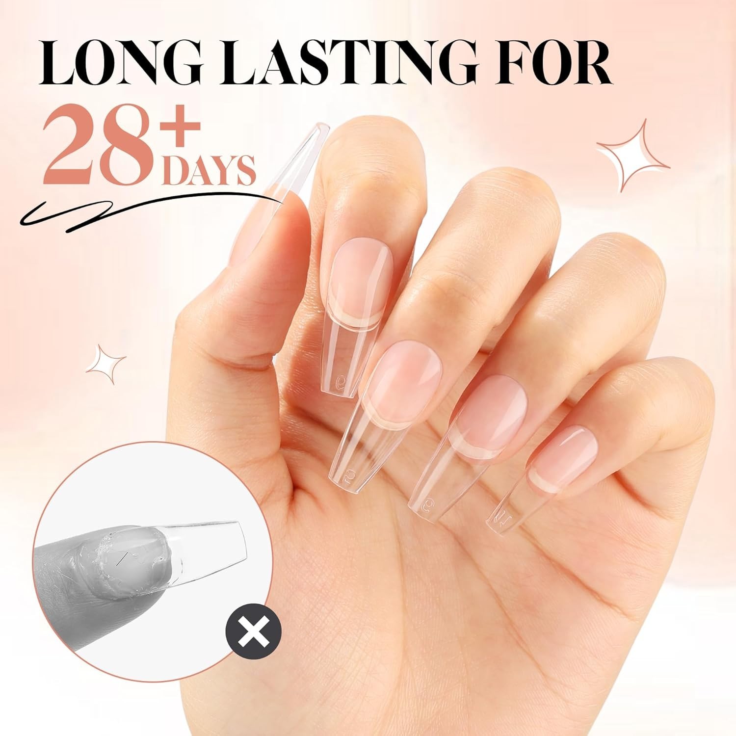UNA GELLA Solid Nail Tips Glue Gel 2 * 40ml Lamp Curing Needed Soak Off Soft…