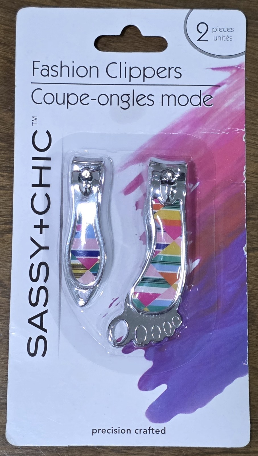 NAIL CLIPPERS Rainbow 2 pcs Sassy + Chic Geometrics Foot Shaped BRAND NEW SEALED