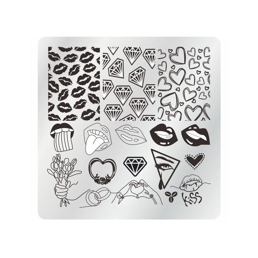 15Pcs Nail Stamping Plates Set with Stamper, Scraper & Storage Bag, 6x6cm