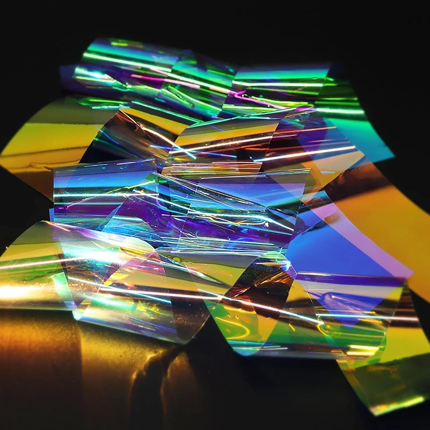 20 Sheets Iridescent Cellophane Nail Foil Glass Broken Sheet Holographic Foils A