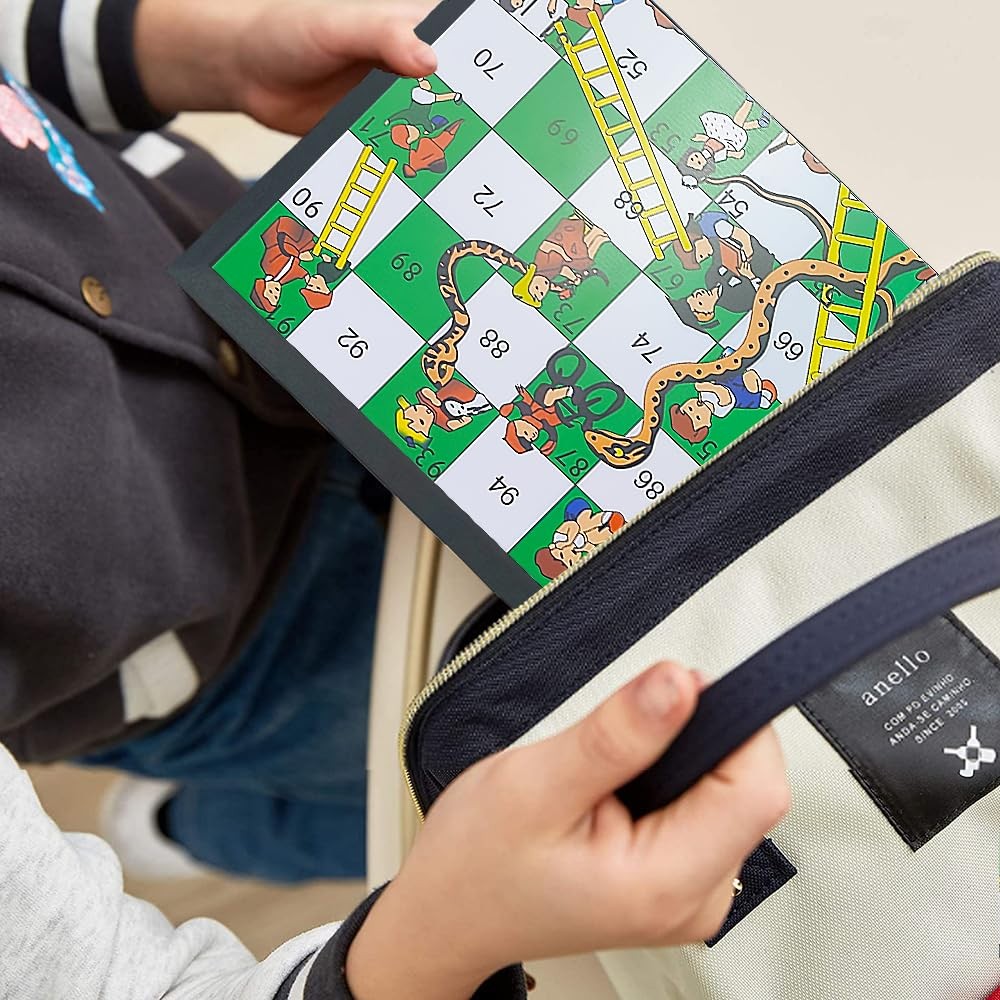 KIDAMI Magnetic Snakes and Ladders Board Game Set, Folding Portable Medium