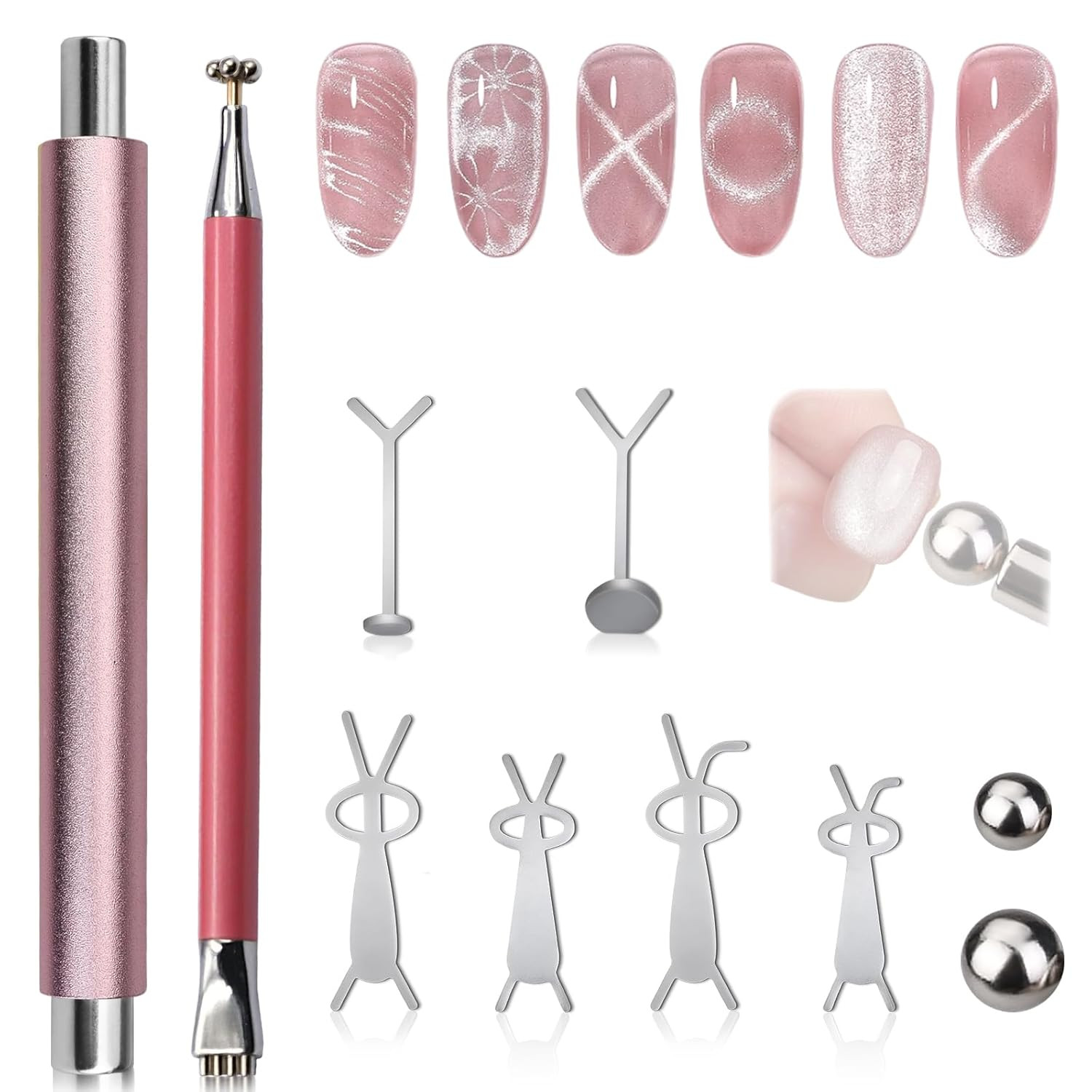 Double-Head Cat Eye Nail Magnet Set, Nail Magnet Tool with Cat Eye Nail Magnet B