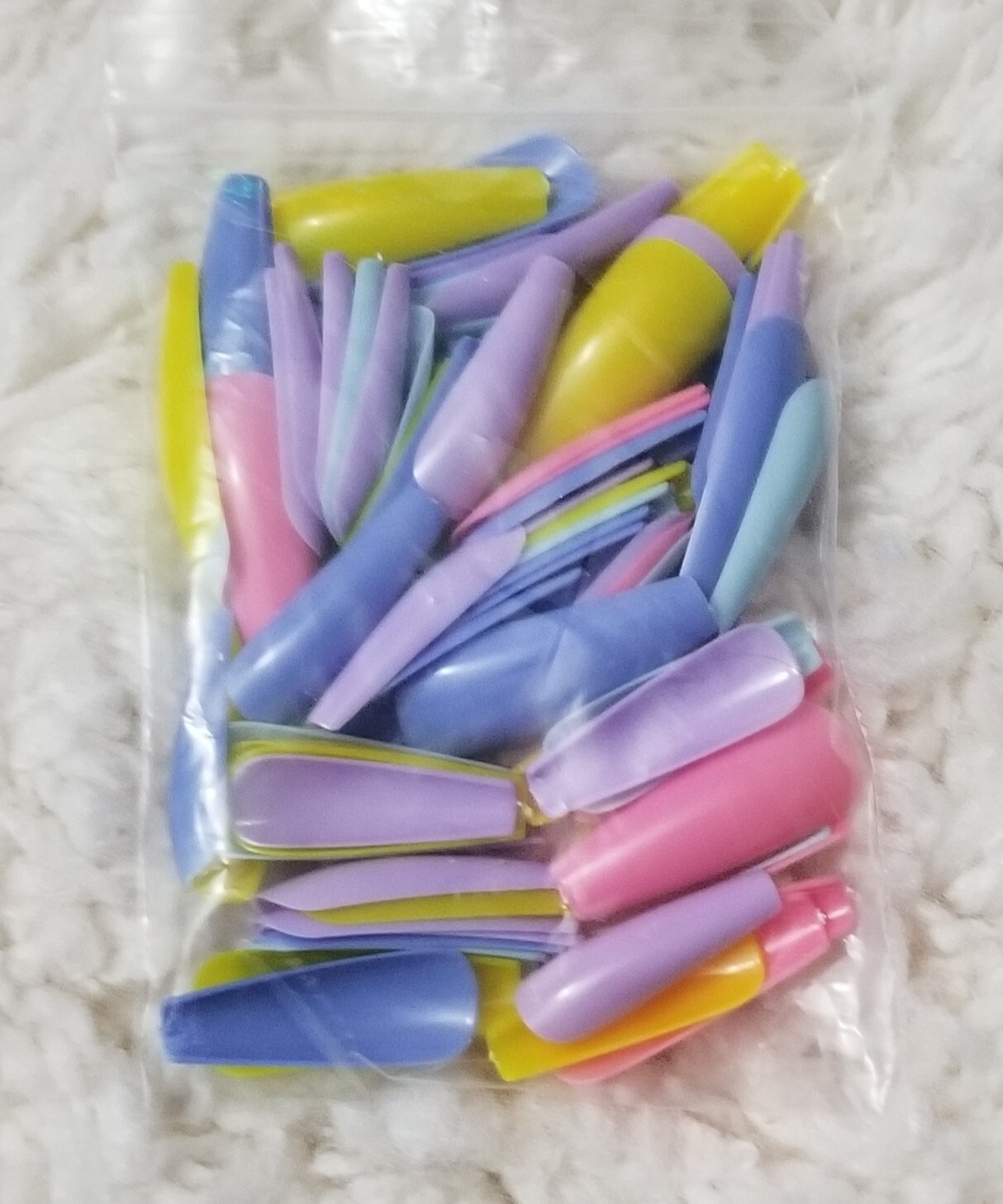Trendy 88 Piece Extra Long Full Size Coffin Shaped Glue On Nails – Multi Colors