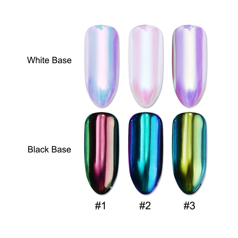 Nail Powder AURORA UNICORN Neon AB RAINBOW Colours CHROME Mirror Effect Nails UK