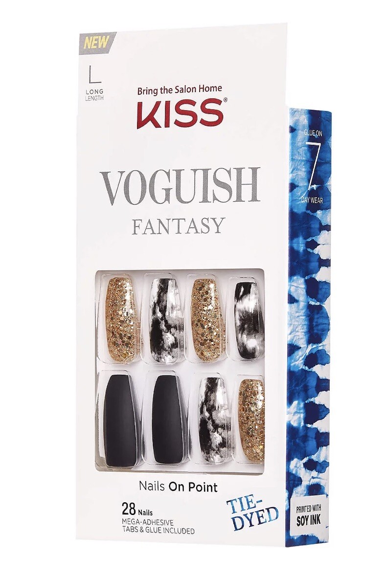 KISS VOGUISH FANTASY Tie-Dye Long Length Nails 28 Nails Mega Adhesive & Glue