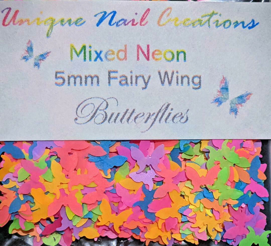 NEON BUTTERFLY Glitter⭐U Choose Color~Nail Art•Acrylic•Gel•Body Art•Face