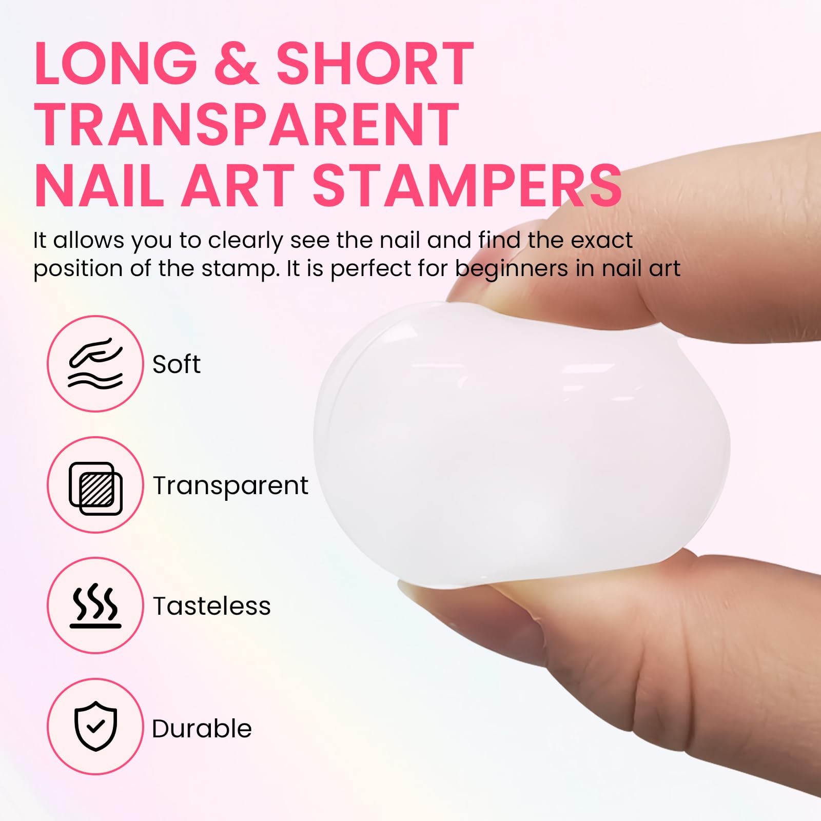 6PCS French Tip Nail Stamp Art Kit Clear Silicone Nail Jelly Stamper With Scr…