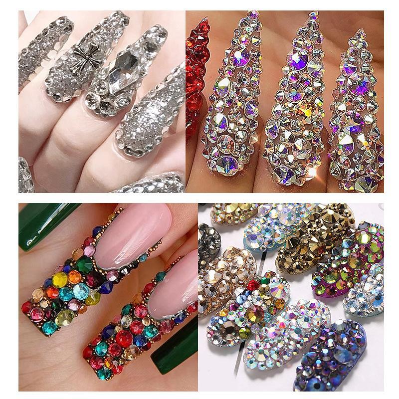 3Pcs/Set Nail Art Rhinestones 3D Crystal DIY Glitter Rivet Gem Decorations Suppl