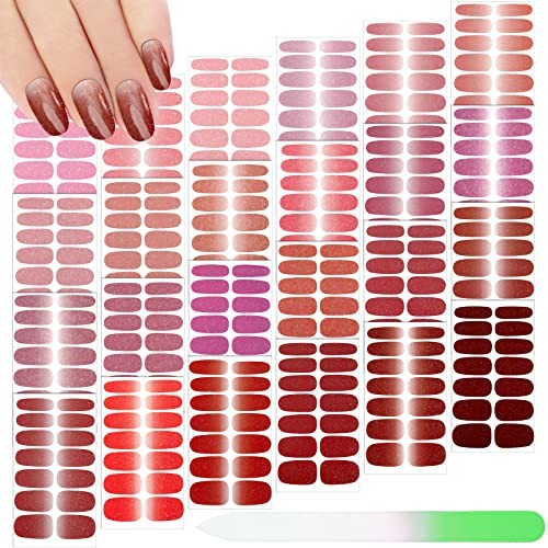 336 Pieces 24 Sheets Full Wrap Nail Polish Strips Stickers Self Glitter Style