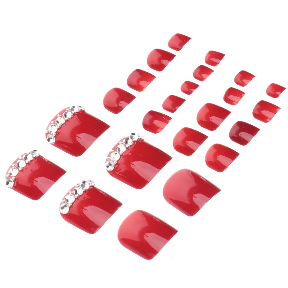 2Sets Red False Toenails Full Cover Nail Tips Perfect for Nail Art and Festivals