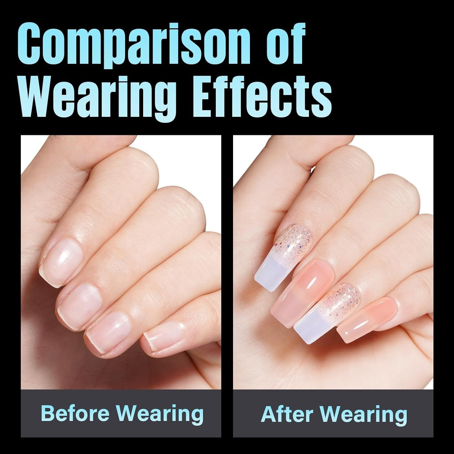 Acrylic Nail Tips 240 Medium Square Half Matte Clear Soft Pre-Shaped DIY Salon
