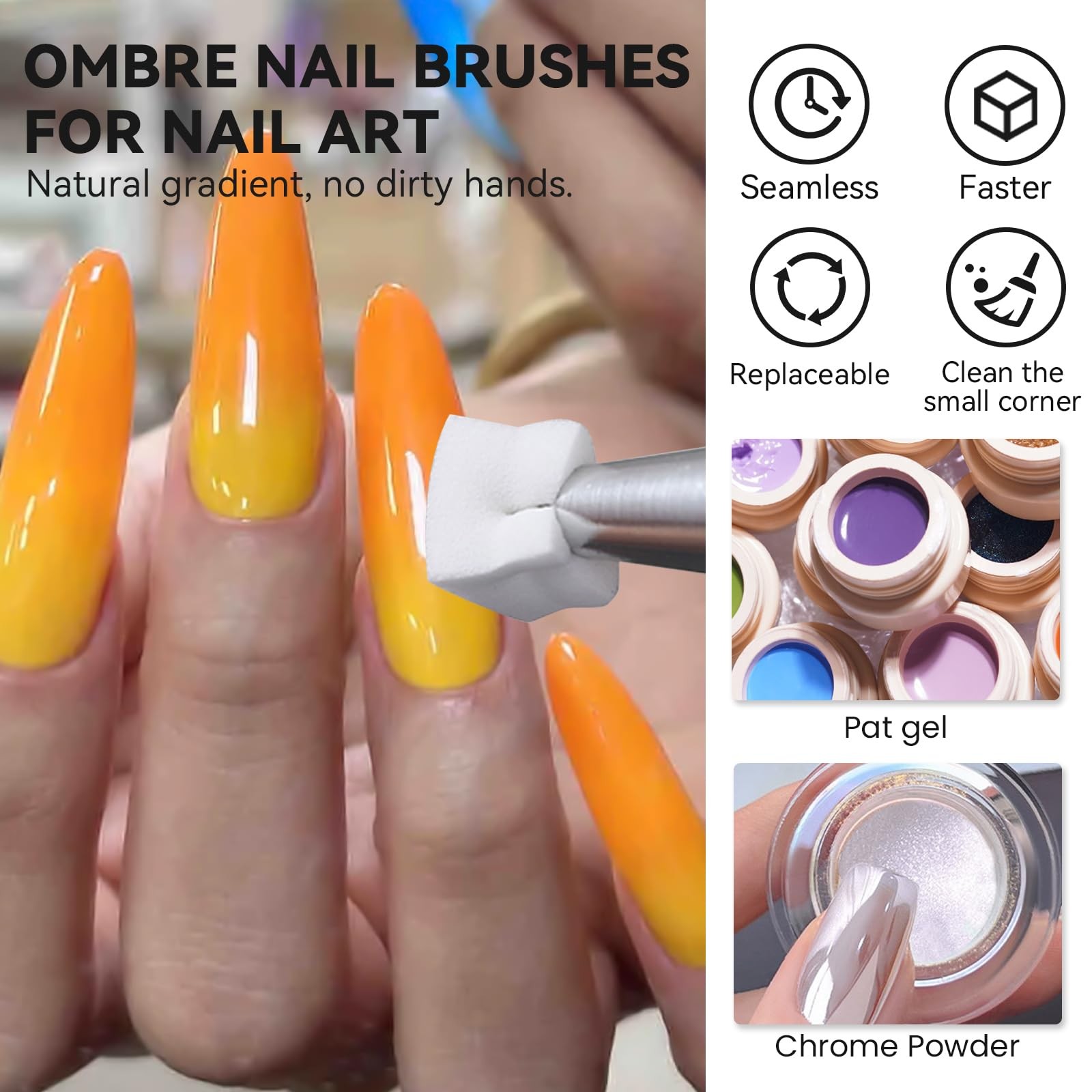 200 PCS Nail Sponges for Ombre with Grabbing Pen,Mini Aura blending Sponges f…