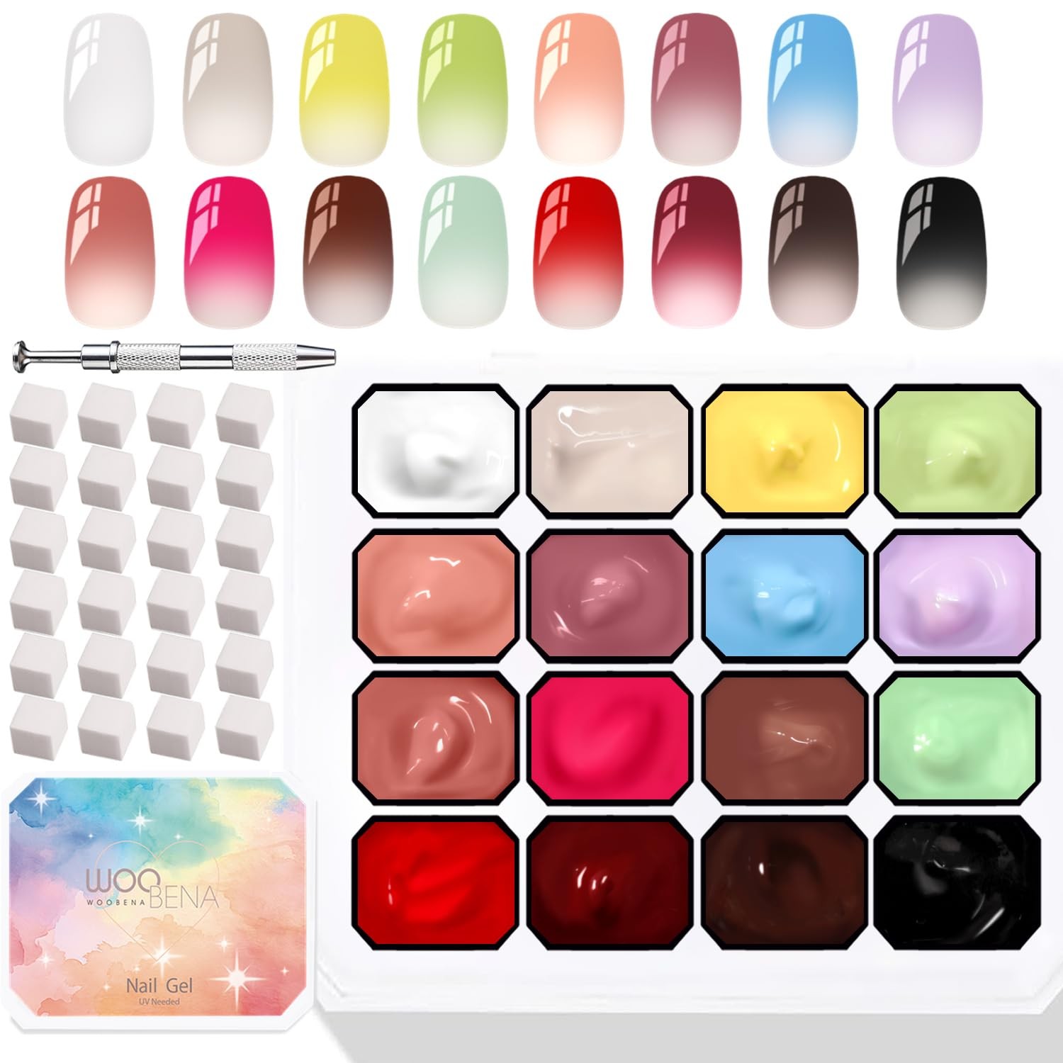 Pat Pat Nail Polish Set,16 Colors Gradient Patting Polish- Highly Pigmented,O…