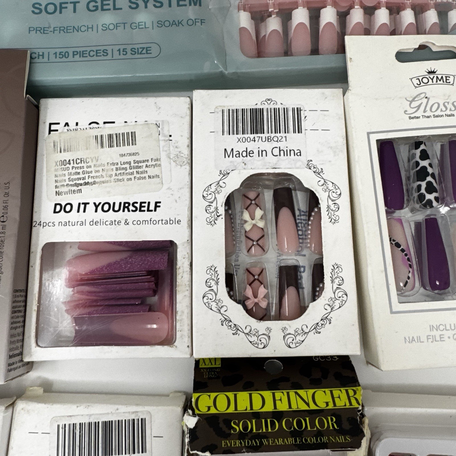 26 Pack Press On Nails Bundle w/ 2 XXL Sets + FREE Lashes & Silicone Bra Pads