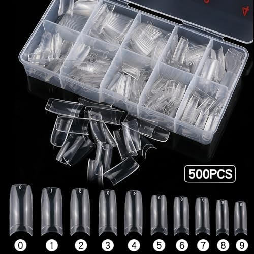 1000pcs Clear and Natural Acrylic Nail Tips,10 Size French Nail Tips For Acrylic