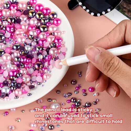 50g Mix Flatback Rhinestones Half Pearls for Crafts Mixed Size Rose Red Series