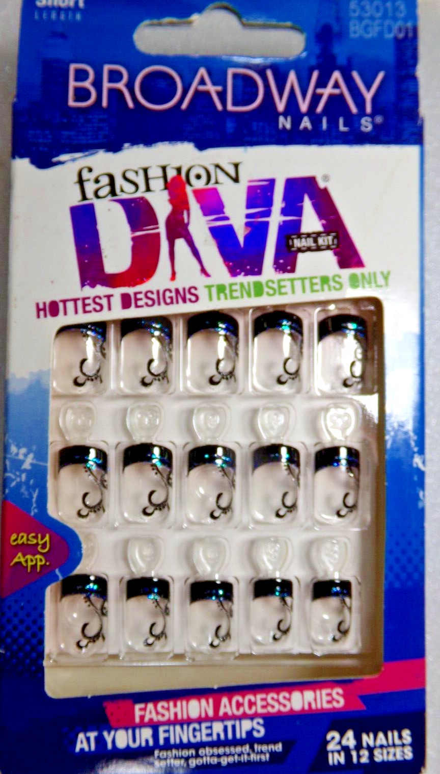 BROADWAY FOR KISS NAILS GLUE ON Short -Blue Glitter French