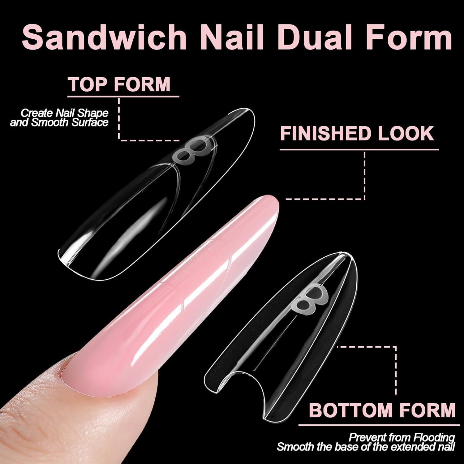 Almond Round Sandwich Dual Nail Extension Forms – 240pcs, Effortless Application