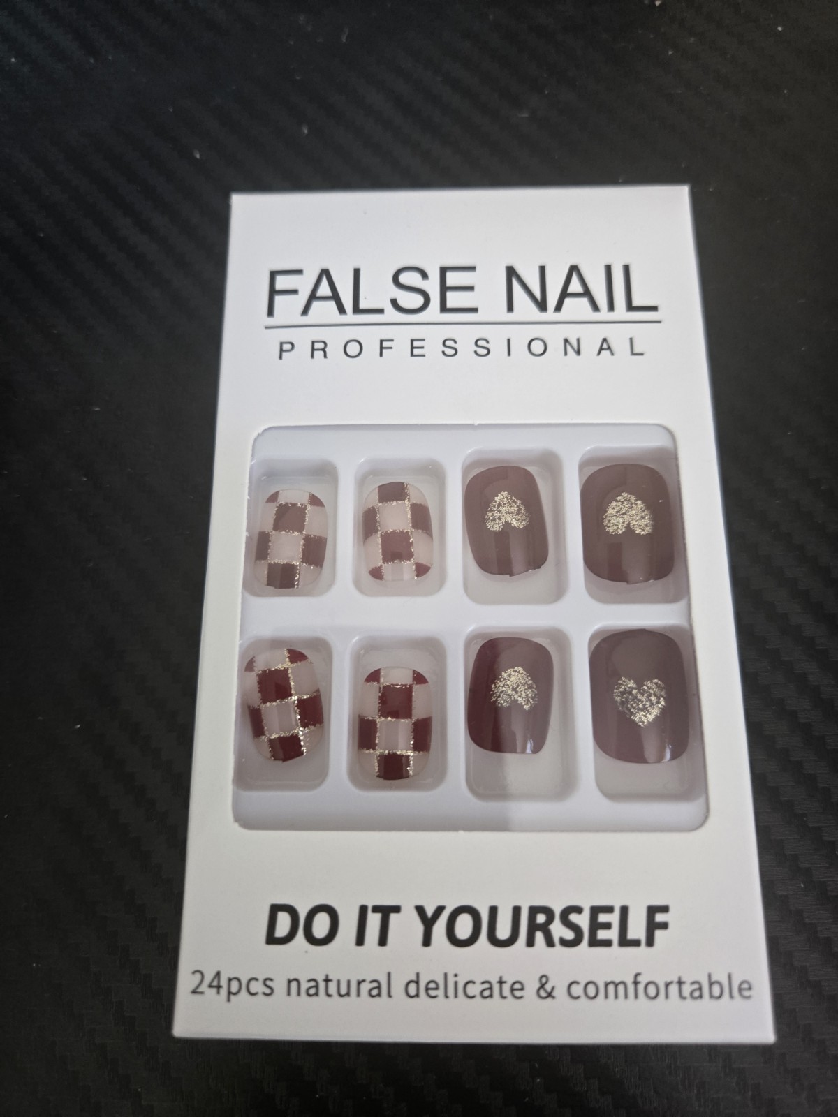 5 Packs Of 24pcs Press On Nails Short Square With Glue (S-5)