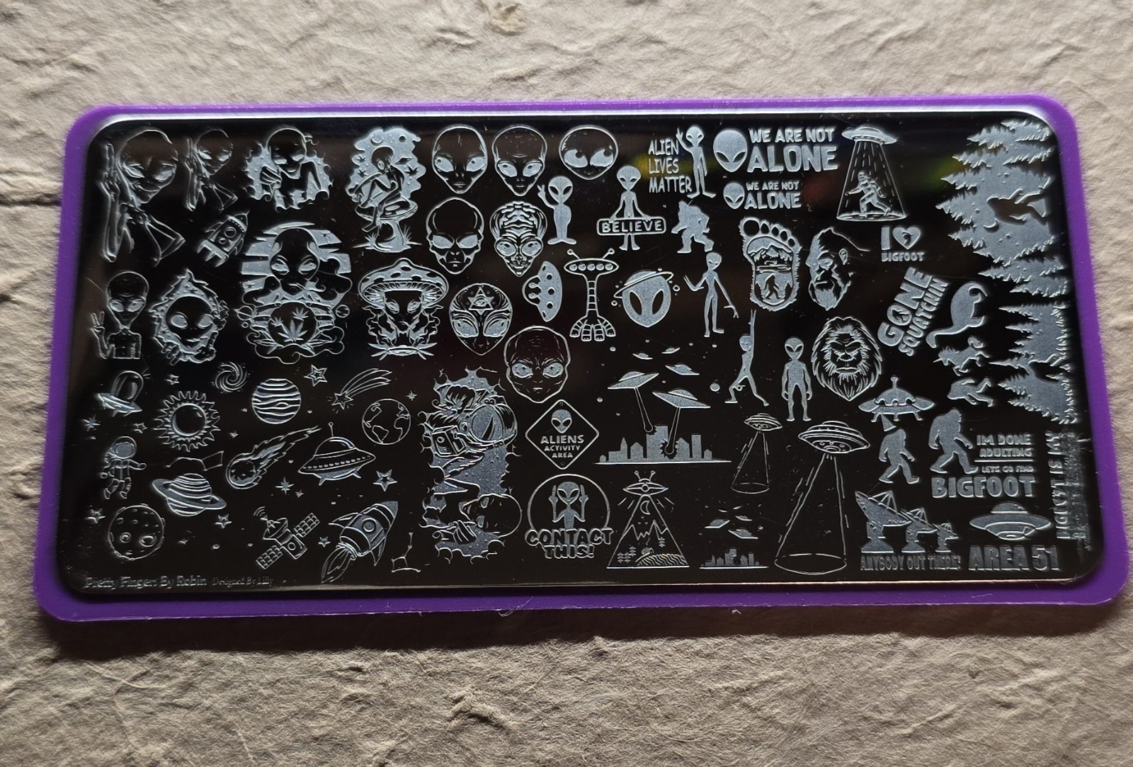 HTF Pretty Fingers By Robin Garden Gnomes Hippie Forest Nail Stamp Plate
