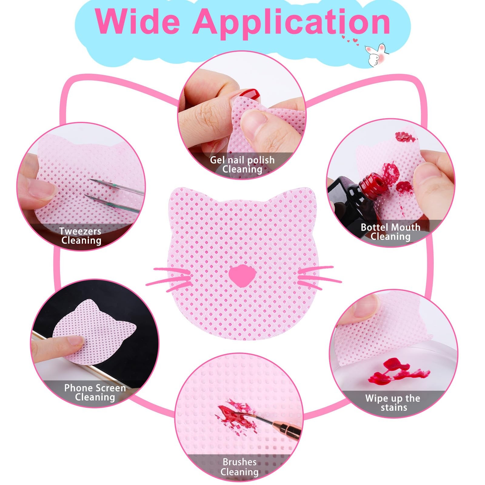 MEKK Lint Free Nail Wipes with Acetone 400PCS, With Dispenser