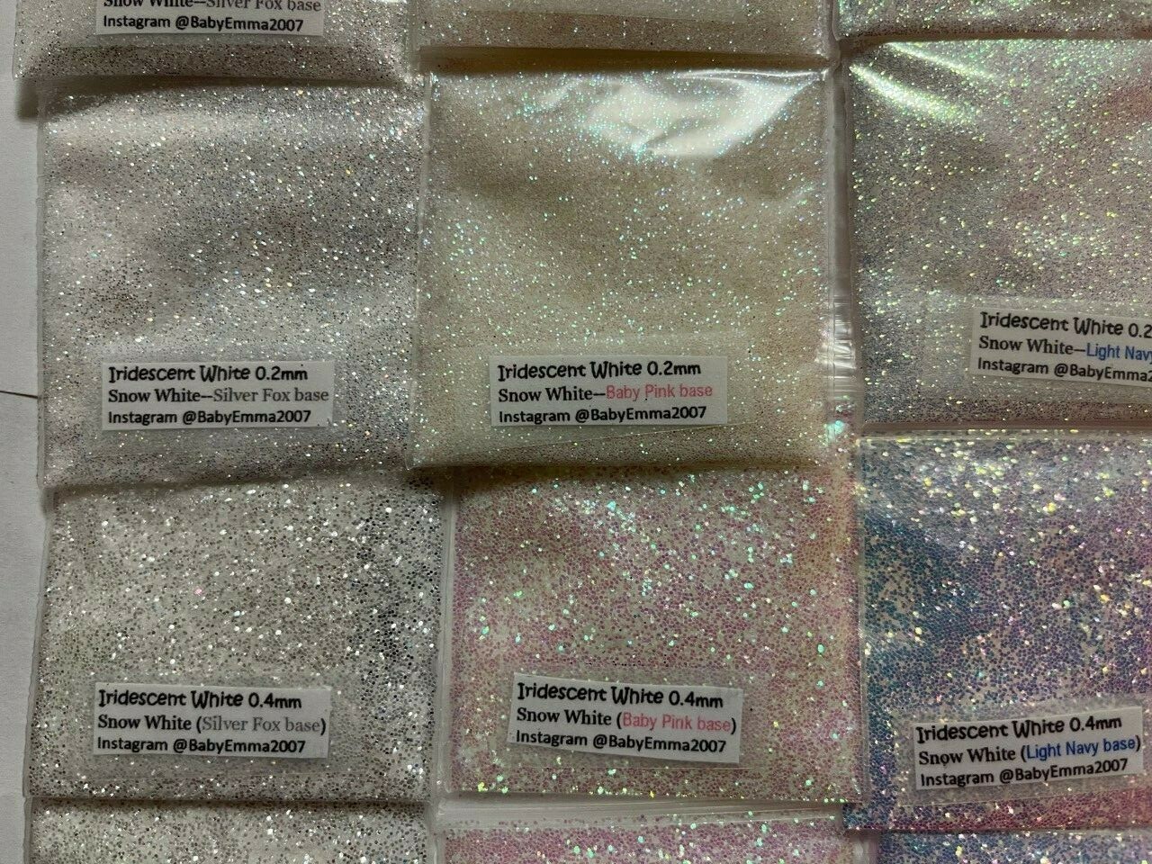 Iridescent White Glitter Hex Snow White: SILVER/PINK/NAVY/BLUE sheen Nail-US-tsp