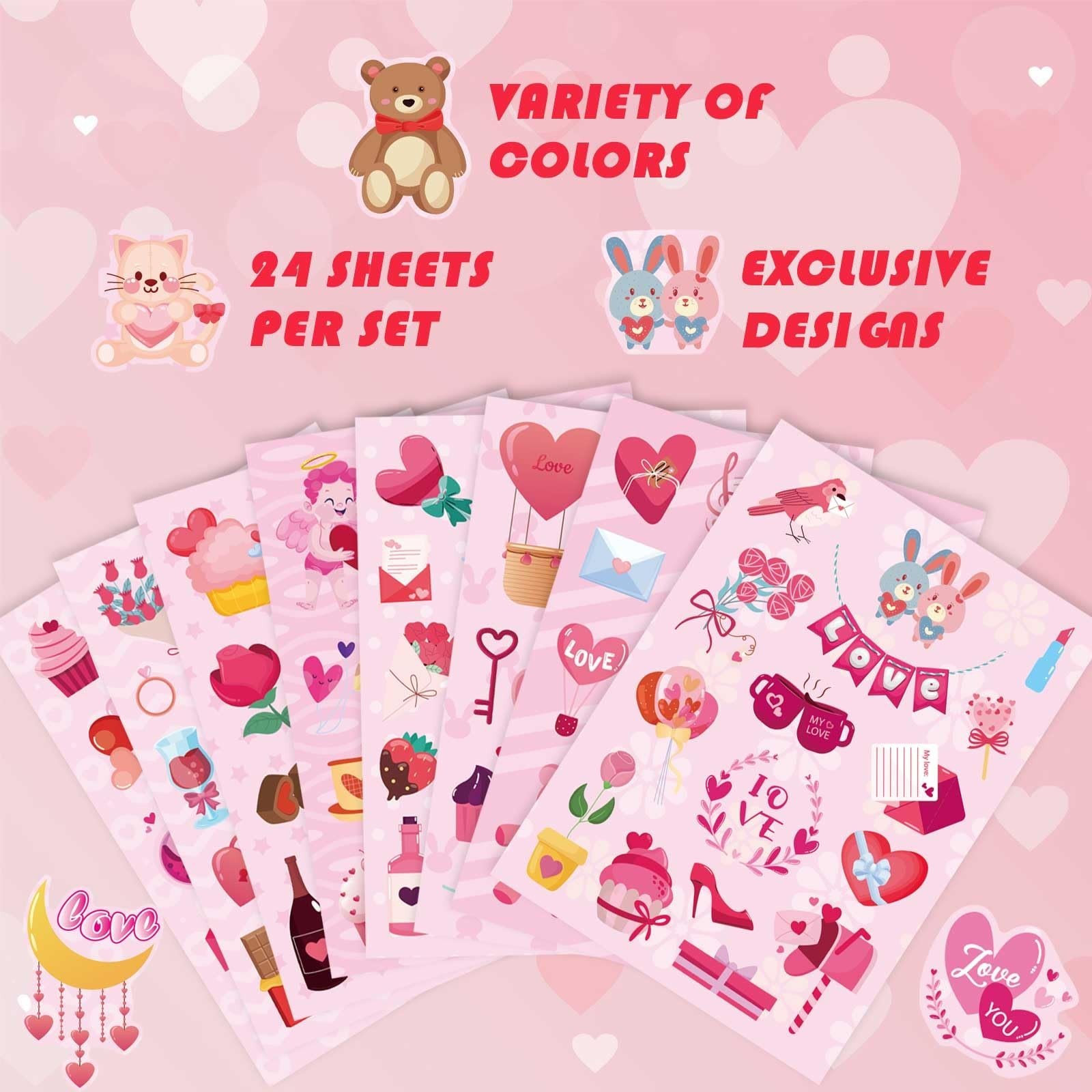 381PCS Valentine Stickers for Kids – Love Stickers Heart Stickers Valentines …