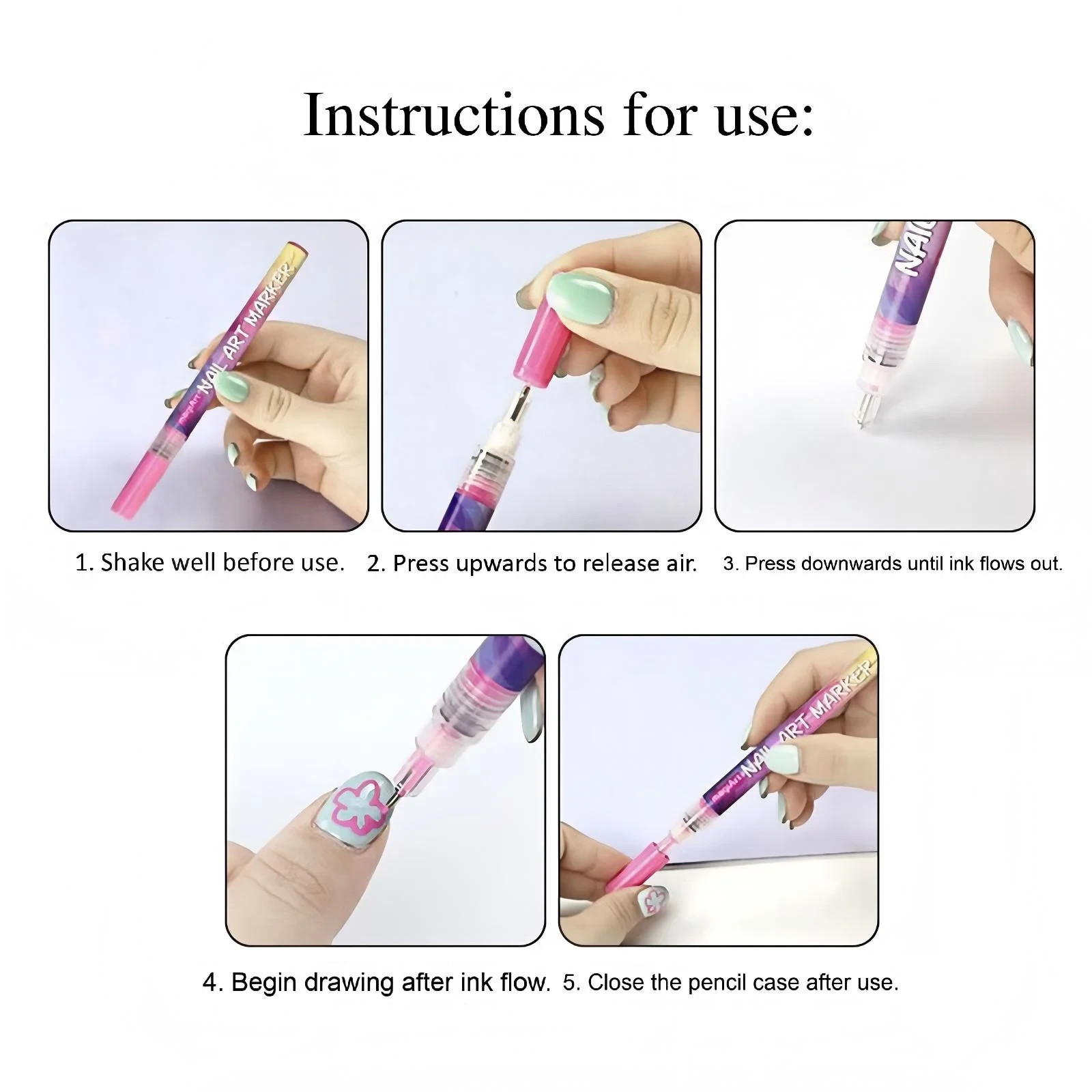 12 Colors Nail Art Pens Set, 2026 New DIY Nail Art Markers for Gel Nails Drawing