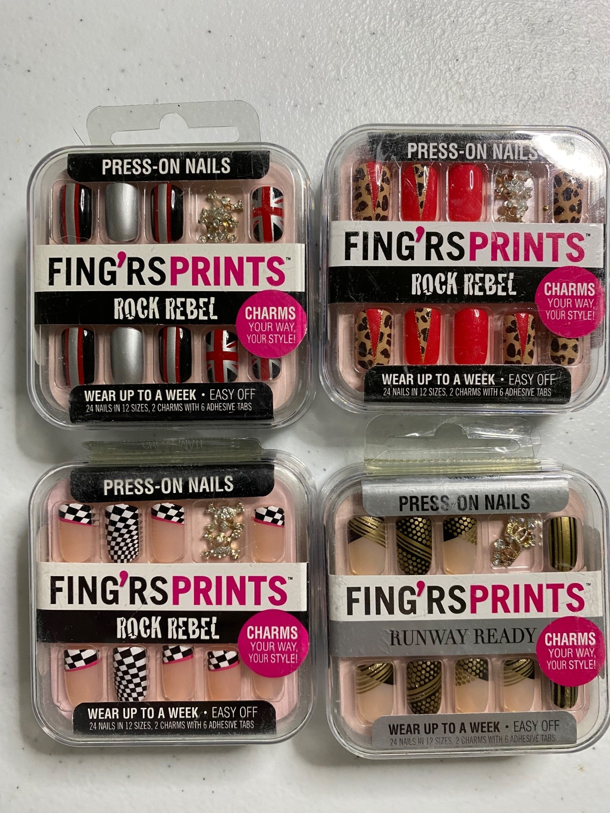 4 Sets Fing’rs Prints Ghoulish Glam Press on Nails – Horror – Goth – Spooky