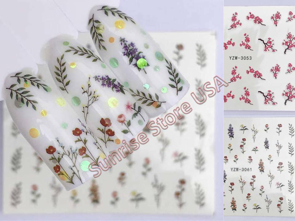 Nail Art Water Transfer Stickers Cherry Blossom Small Flower Decals Manicure