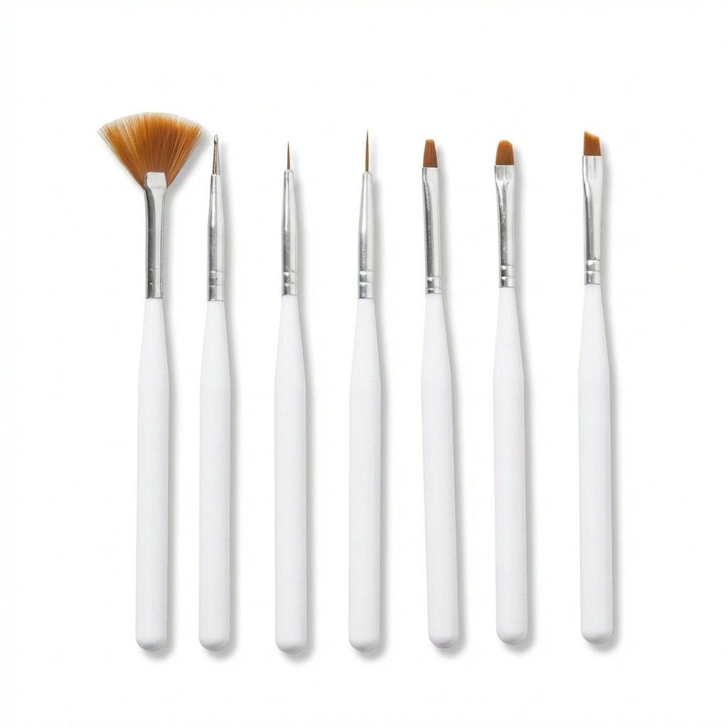 Nail Art Tool Set 7 Brushes Nipper Pusher Palette 4 Jars Manicure Kit