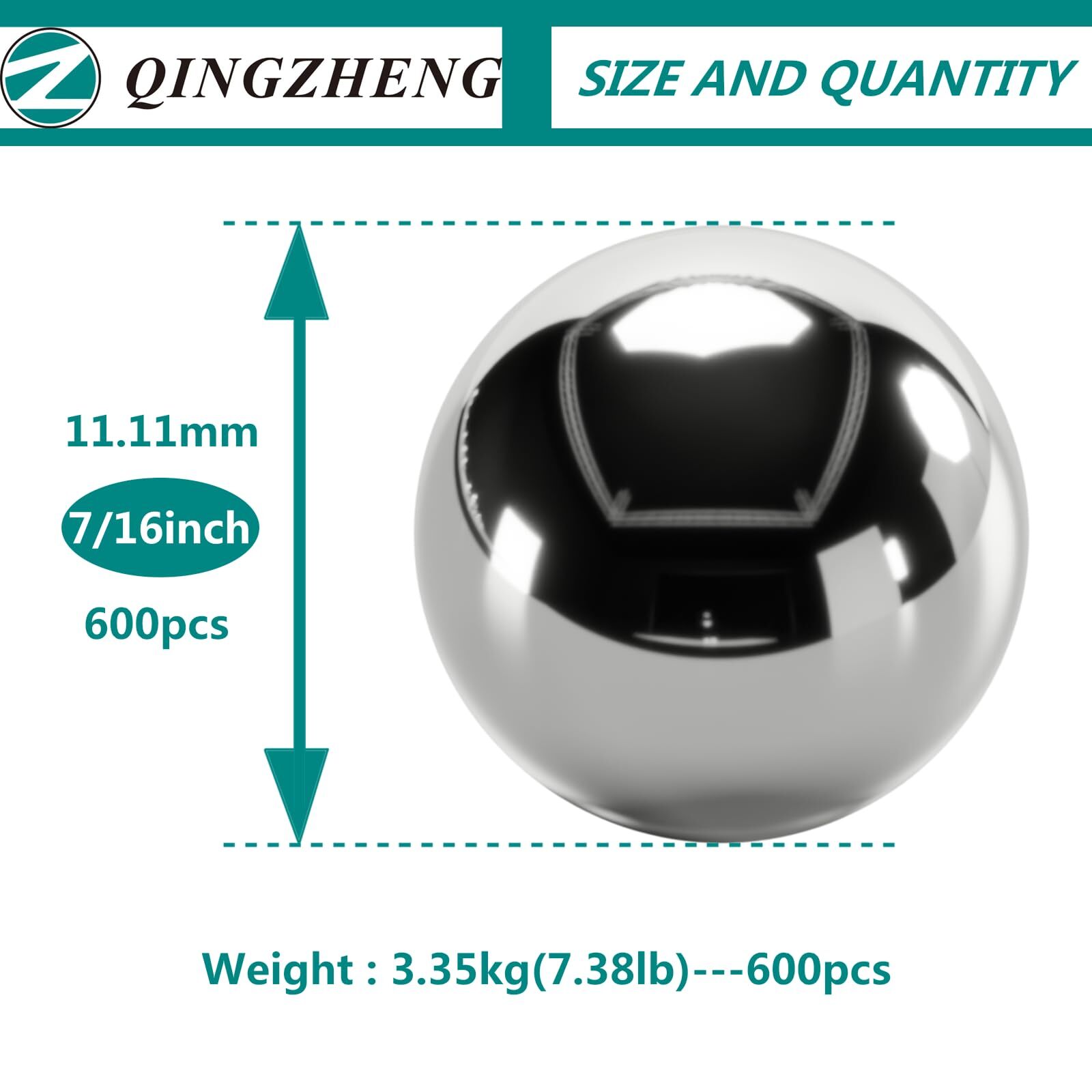 Steel Ball Bearing 600 Pack 7/16 Inch 11.11mm Precision Metal Hardware