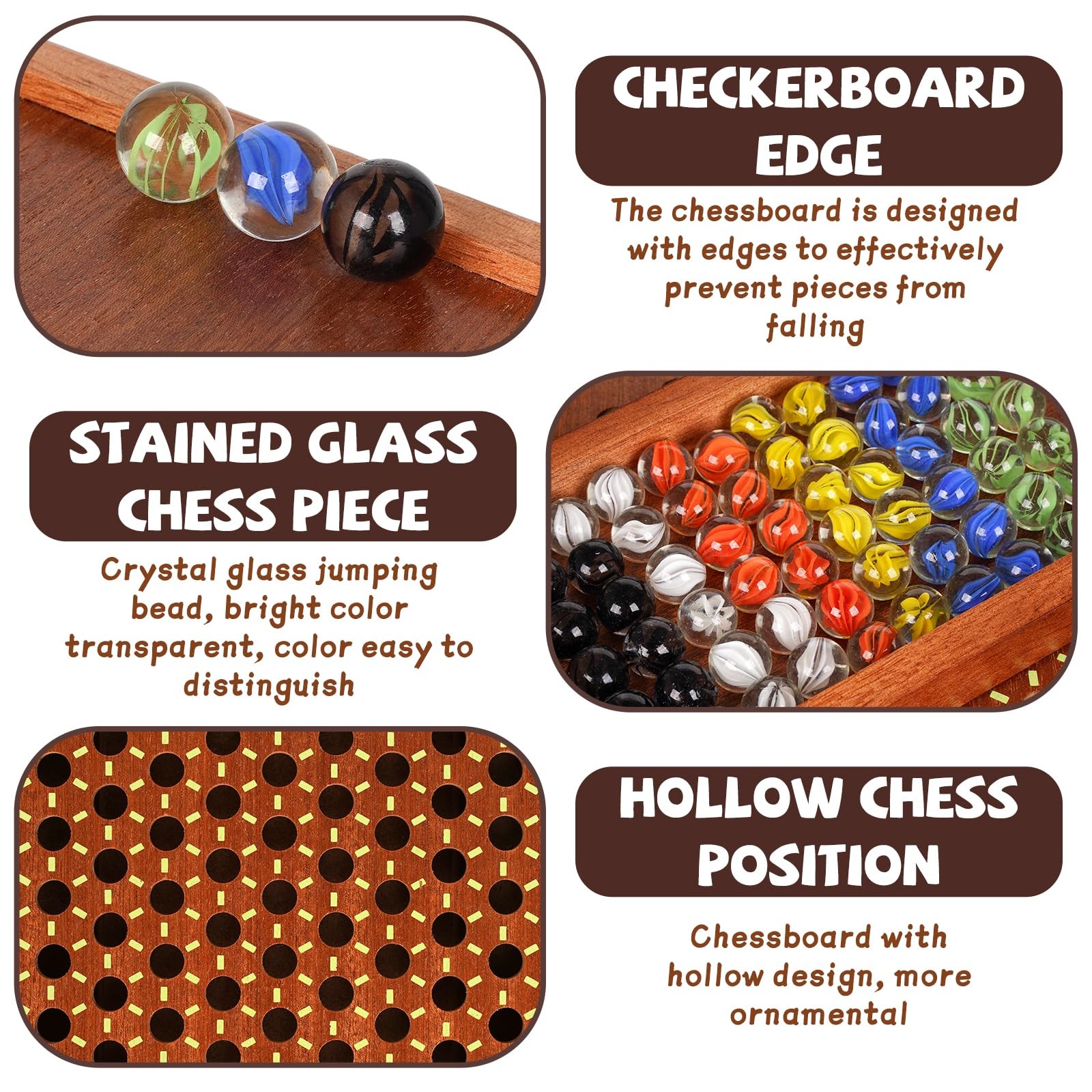 15-Inch Wooden Chinese Checkers Board Game Set – Classic 7.5 x 15 inches