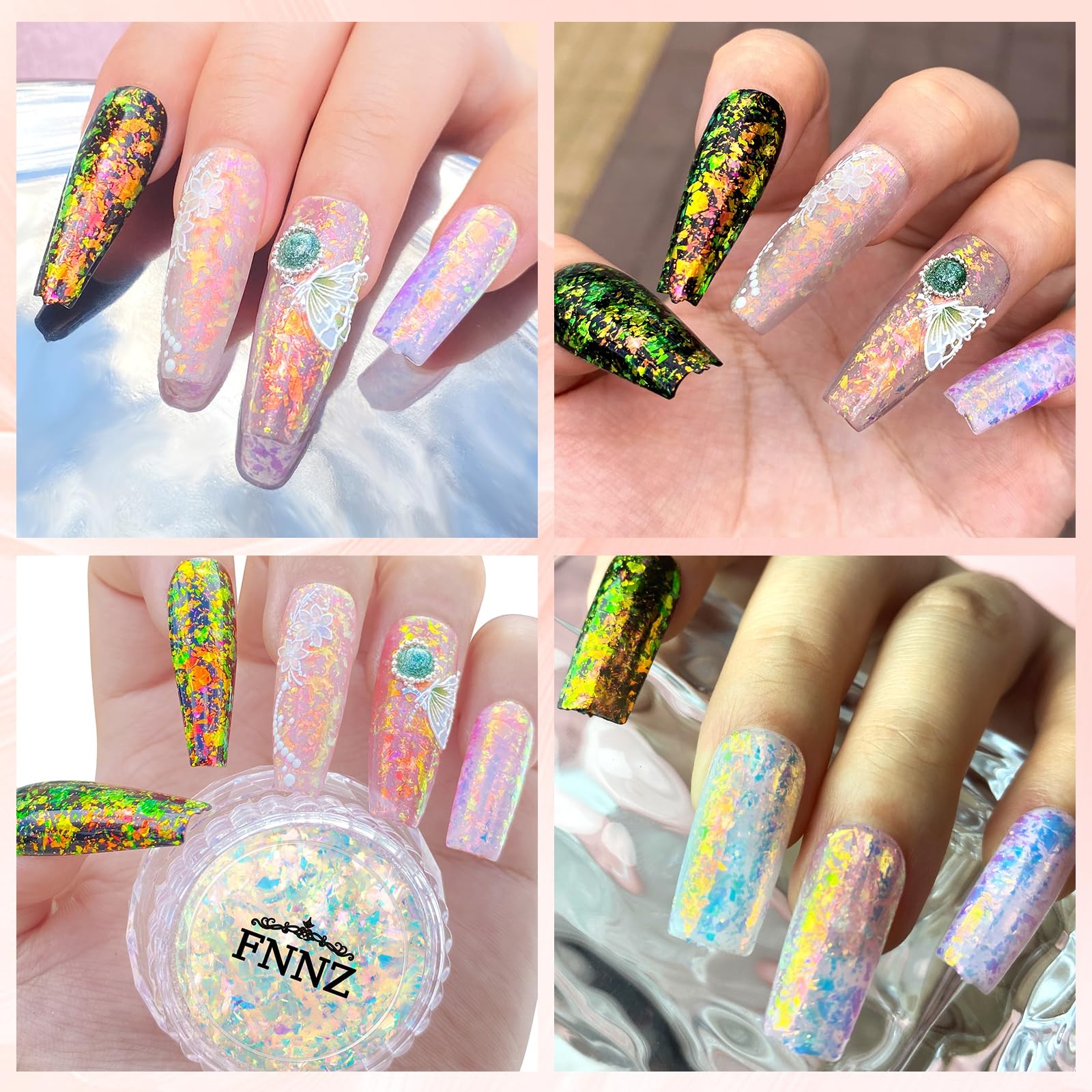 Unicorn Chameleon Flake, Aurora Unichrome Mermaid Iridescent Nail Foil Confet…