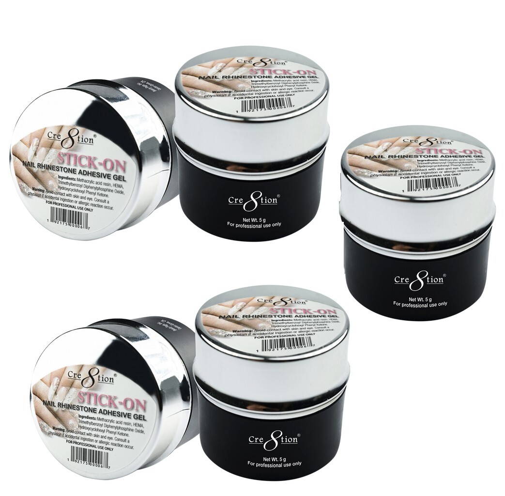 Cre8tion Stick-on Nail Rhinestone Adhesive Gel Glue 0.5g (Pack of 5)