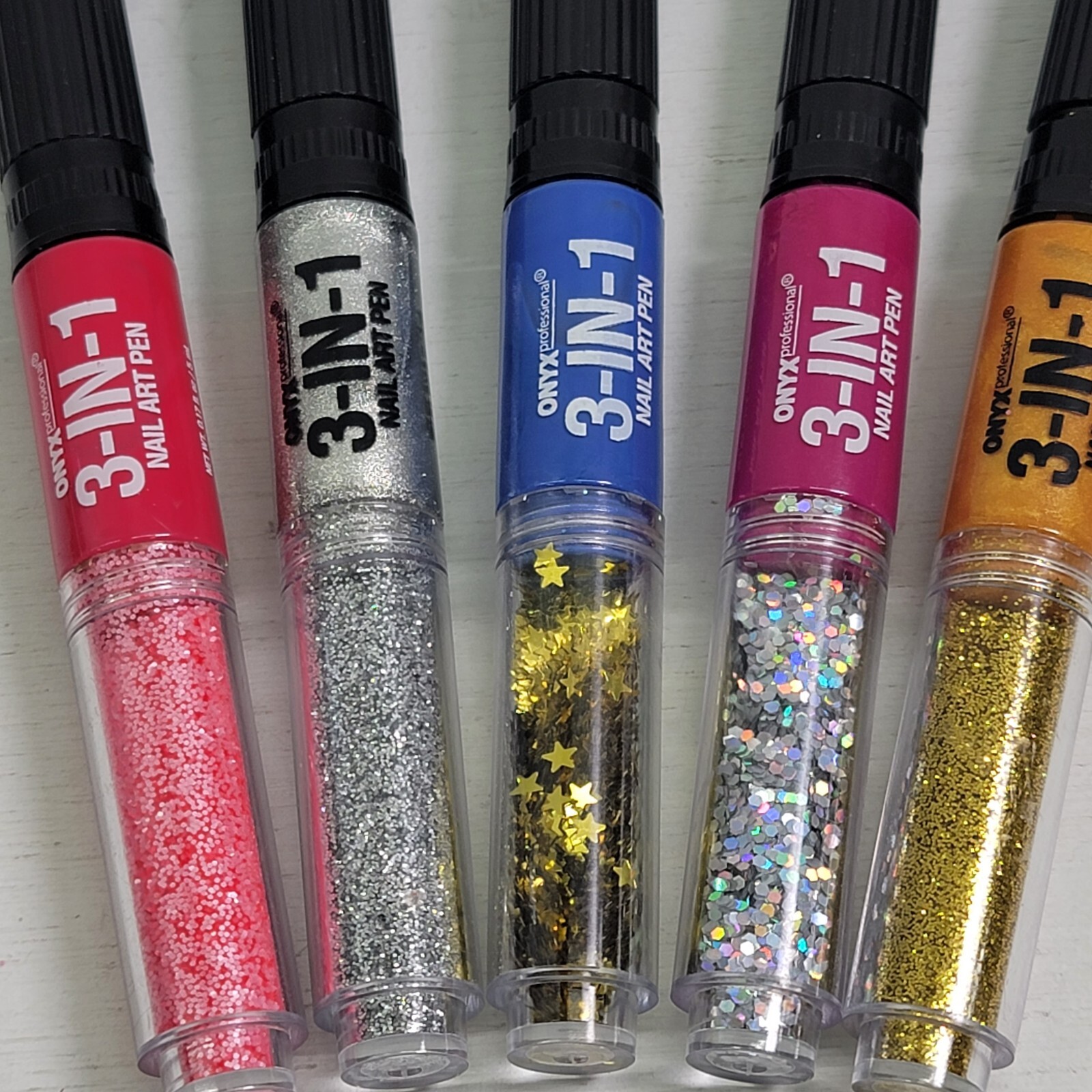 Onyx Professionsl Nail Art Pen 3 In 1 Tool Lot Of 5 Different Various Colors