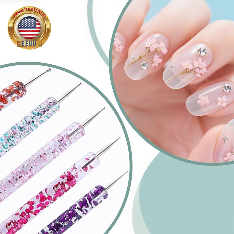 12Pcs Nail Dotting Tools Set, 5 Pcs Double-End Nail Dotting Pen and 7 Pcs Nail A
