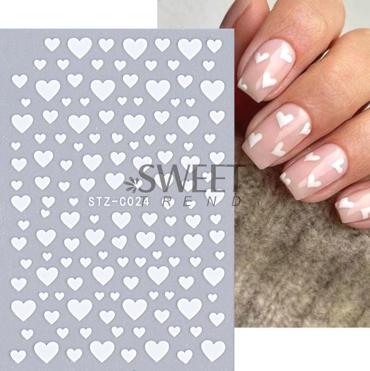 3Pcs Nail Art Black White Red Stickers Decals Transfer Valentine Love Heart NS44