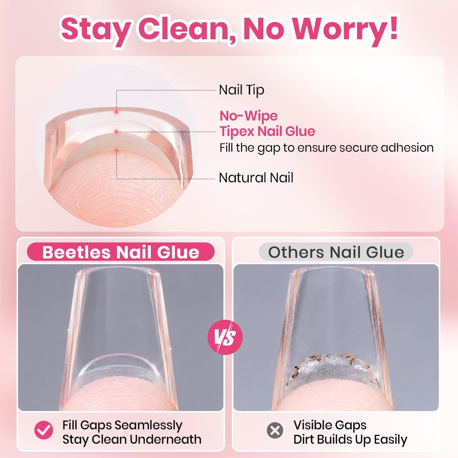 Nail Glue Gel 2Pcs 20g – No Wipe Instant Apex Tips, Hema-Free, Medium Viscosity,