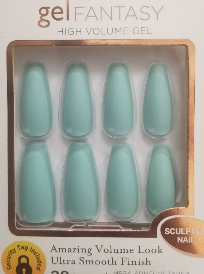KISS GEL FANTASY High Volume Sculpted Glue On Nails Long Length Matte Green NEW